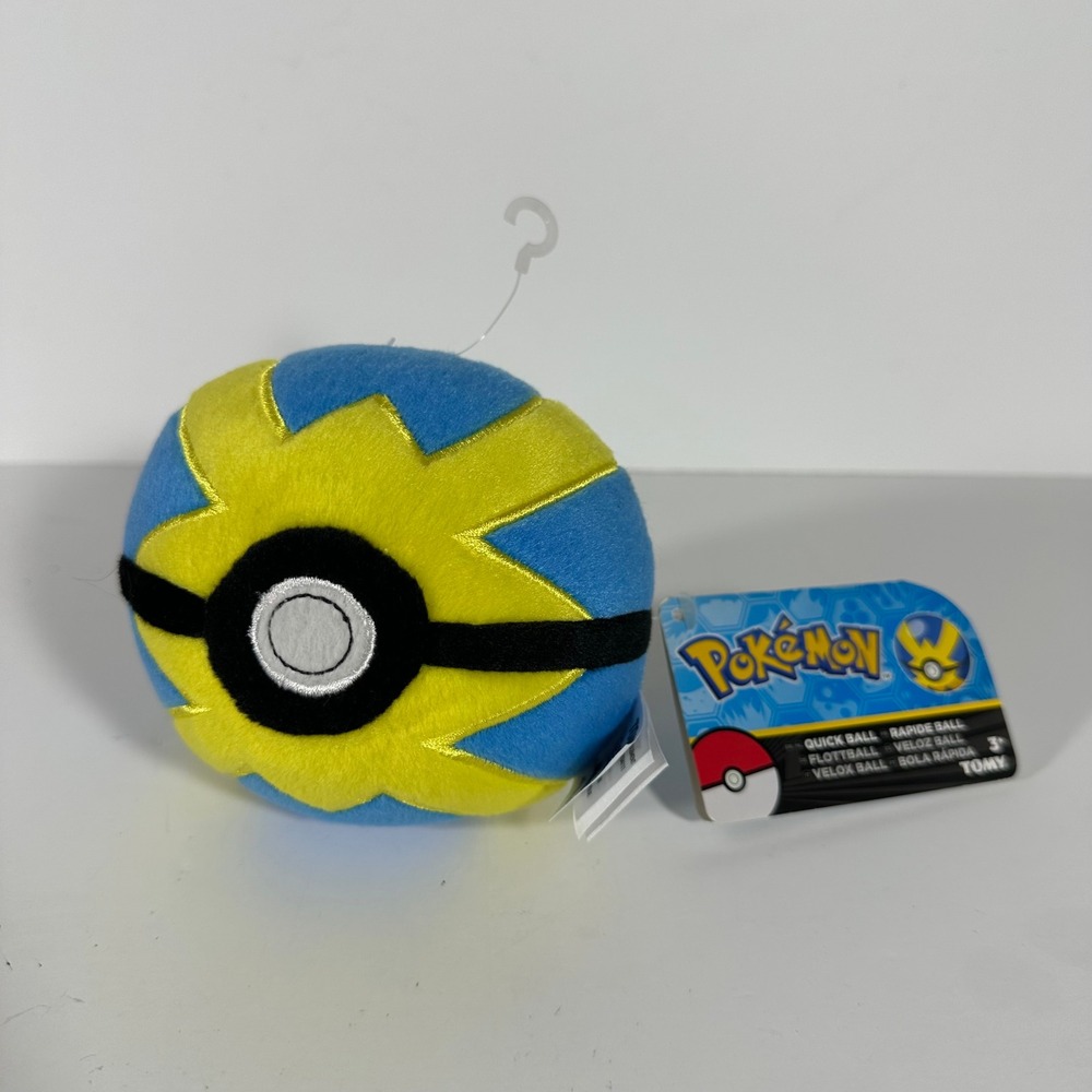 Pokemon TOMY Quick Ball Plush Blue Yellow Poke Ball Toy T19306 NWT 2017